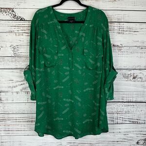 Women's TORRID Harry Potter Green Slytherin Harper Poly V Neck Blouse Size 5X
